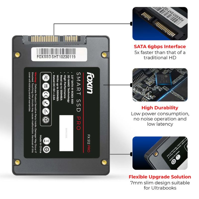 Foxin FX512 Pro 512GB Internal SSD – High-Speed SATA/NVMe Storage for PC & Laptop, Reliable Performance, 5-Year Warranty"