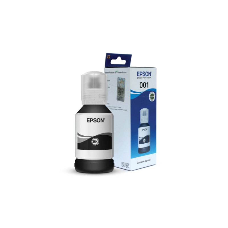 Epson 001 Black Ink Bottle |70 ml |Genuine High-Yield Pigment Ink for Epson EcoTank Printers| Sharp Text and Long-Lasting Prints| Compactable with Epson printers