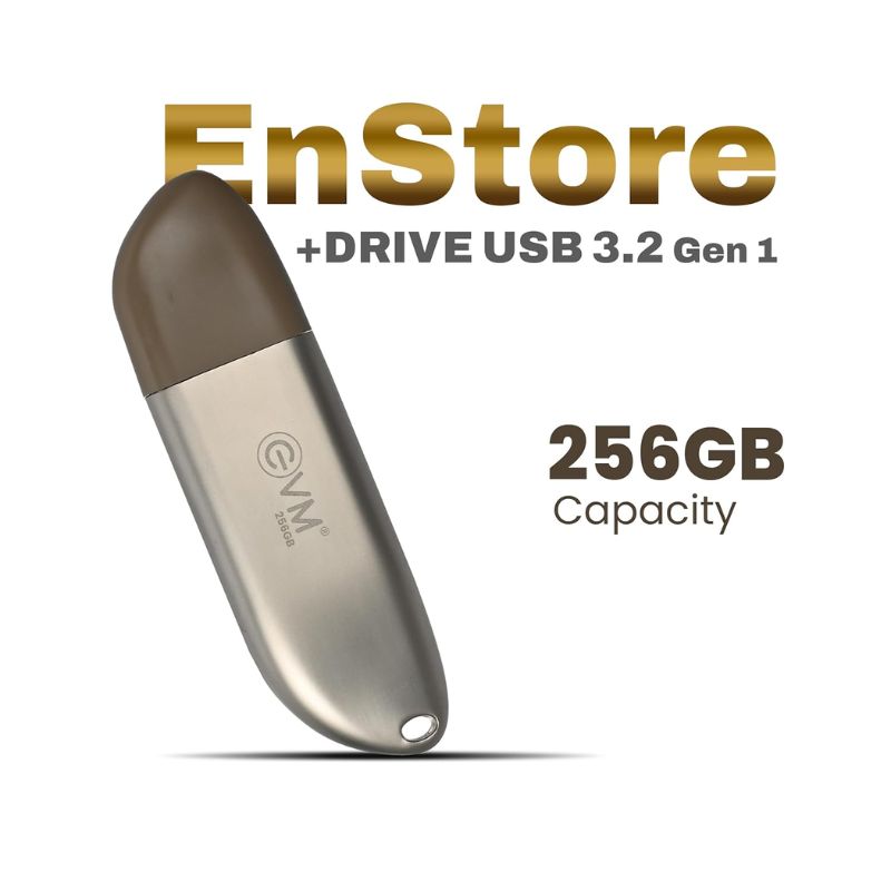 EVM ENSTORE+ 256GB USB 3.2 Pen drive | High-Speed Portable Flash Drive | Large Capacity Data Storage for Laptop| PC| Smart TV & Car Audio | Durable & Compact USB Stick