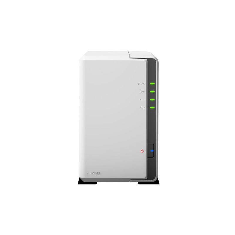 Synology DS223J 2-Bay NAS Realtek RTD1619B Quad-Core 1.7 GHz 1 GB DDR4 Memory 2 x 3.5 Inch SATA Drive Bays Up to 32TB 1GbE LAN 2 x USB 3.2 Gen 1 Ultra-Quiet Operation Energy Efficient Runs on DSM 2-Year Warranty