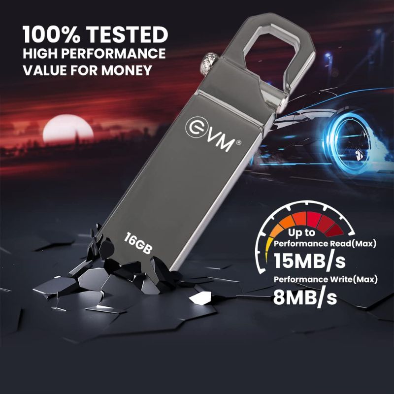 EVM ENSTORE 16GB USB 2.0 Pendrive | Compact Portable Flash Drive | Reliable Data Storage for Laptop| Desktop| Smart TV & Car Audio | High-Durability USB Stick |