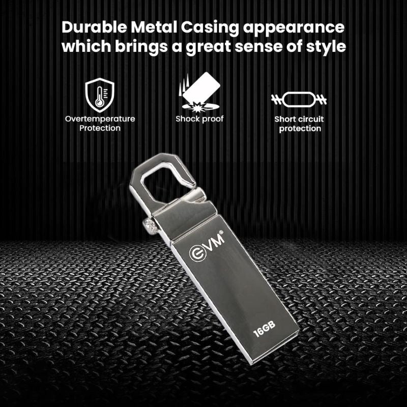 EVM ENSTORE 16GB USB 2.0 Pendrive | Compact Portable Flash Drive | Reliable Data Storage for Laptop| Desktop| Smart TV & Car Audio | High-Durability USB Stick |