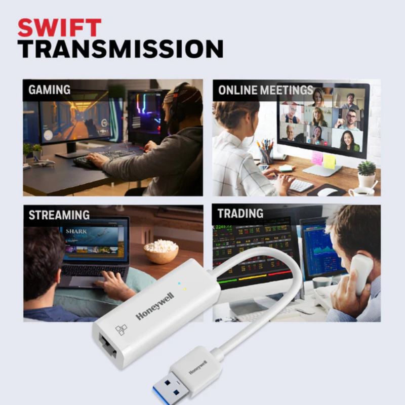 Honeywell USB 3.1 to Gigabit Ethernet Adapter| White| Gigabit Ethernet, USB| 3 Years Manufacturer Warranty