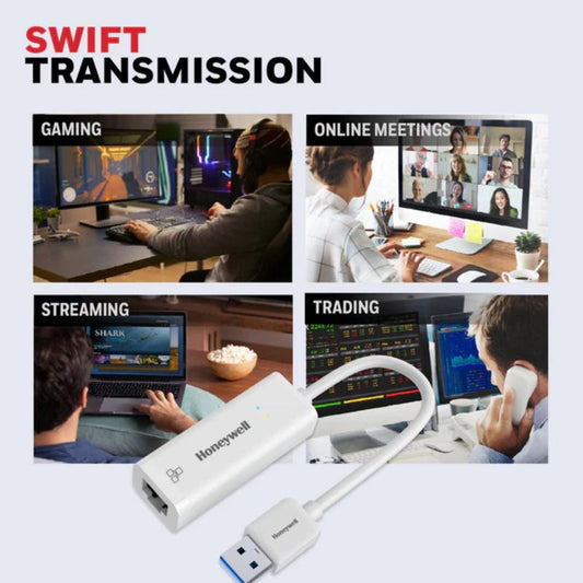 Honeywell USB 3.1 to Gigabit Ethernet Adapter| White| Gigabit Ethernet, USB| 3 Years Manufacturer Warranty