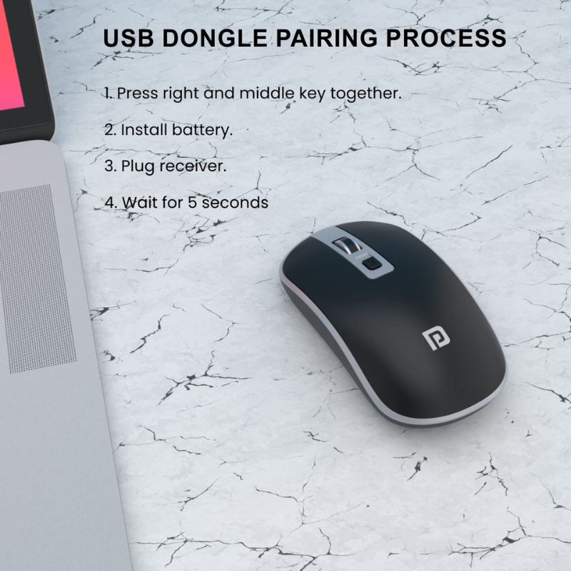 Portronics Toad 14 Wireless Optical Mouse (POR‑1478) | 2.4 GHz USB Nano Receiver | Adjustable Up to 1400 DPI | Ambidextrous Ergonomic Design | Long‑Life 30 Lakh+ Clicks | Plug‑and‑Play Wireless