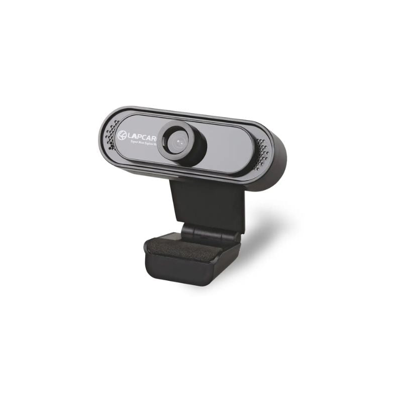 Lapcare 720p HD Webcam with Built-in Noise-Isolating Microphone USB Plug and Play Universal Clip Mount Black