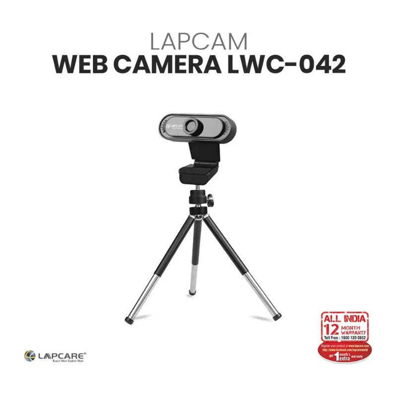 Lapcare 720p HD Webcam with Built-in Noise-Isolating Microphone USB Plug and Play Universal Clip Mount Black