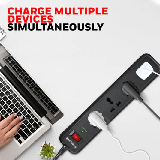 Honeywell 4 Out Surge Protector| Black| LED Indicator| Metal Oxide Varistor technology| Overload Protection| Master reset switch| Child Lock shutter| Fire resistance material | MOV| LED indicator & DSW