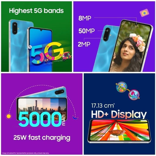 Samsung Galaxy F06 5G Smartphone 6GB RAM|128GB Storage| Ultra|Fast 5G Performance| Smooth Multitasking| Large HD+ Display| Long Battery Life|Stylish Modern Design