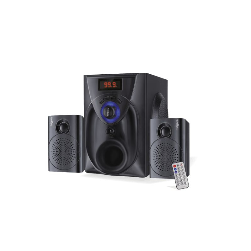 FINGERS Challenger 2.1 Multimedia Speakers | 18W Powerful Output | Wood Encased for Deep Bass | Bluetooth v5.3, FM, USB, SD, AUX | Remote Control