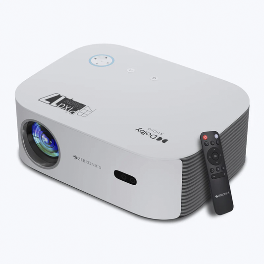 Zebronics Pixaplay 17 Smart LED Projector | Full HD 1080p, 6000 Lumens, Up to 224" Screen, Android 9.0, HDMI/USB/Bluetooth, Built-in Speaker, Home Theater Projector