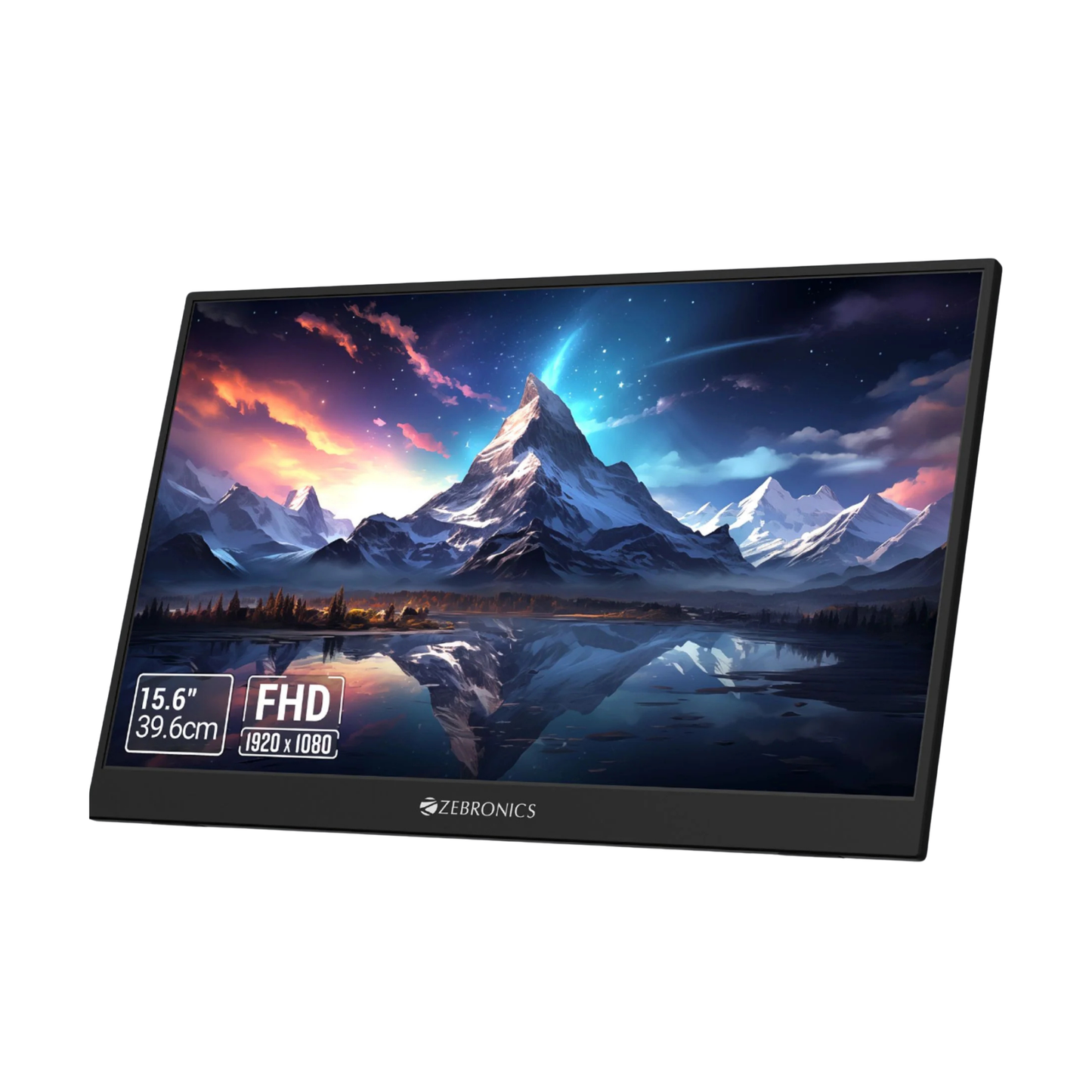 ZEBRONICS PIXIGO A16 15.6-Inch Portable Monitor | Full HD 1080p IPS Display | Ultra-Slim Design | USB Type-C & Mini HDMI | Built-in Speakers | Plug & Play