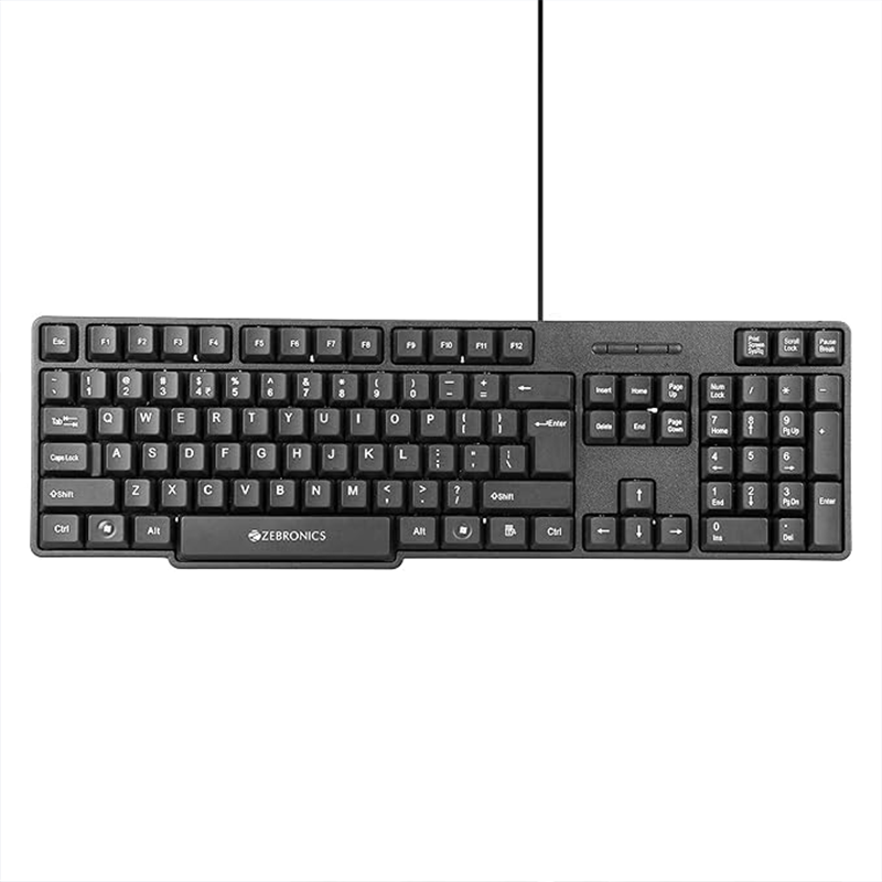 Zebronics Zeb K65 USB Wired Keyboard | Full-Size 104 Keys | USB Plug & Play | Spill-Resistant Design | Comfortable Typing | Windows Compatible