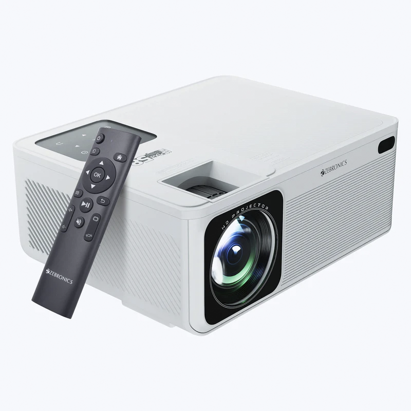 Zebronics Pixaplay 58 Smart LED Projector | Full HD 1080p with 4K Support, 11500 Lumens, Android 9.0, HDMI/USB/Bluetooth Connectivity, Built-in Speaker, Home Theater Projector