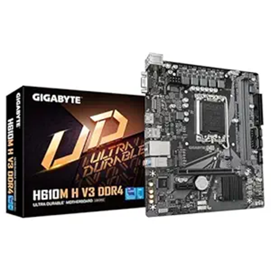 Gigabyte H610M H DDR4 V3 Motherboard | Intel LGA1700 | Supports 12th, 13th & 14th Gen Intel Core Processors | DDR4 Up to 64GB | PCIe 4.0 x16 | M.2 NVMe | HDMI & VGA | Gigabit LAN | Micro-ATX