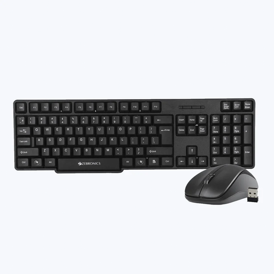 Zebronics Zeb Companion 107 Wireless Keyboard & Mouse Combo | 2.4GHz USB Nano Receiver | Full-Size Keyboard | 1200 DPI Mouse | Plug & Play | Ergonomic Design