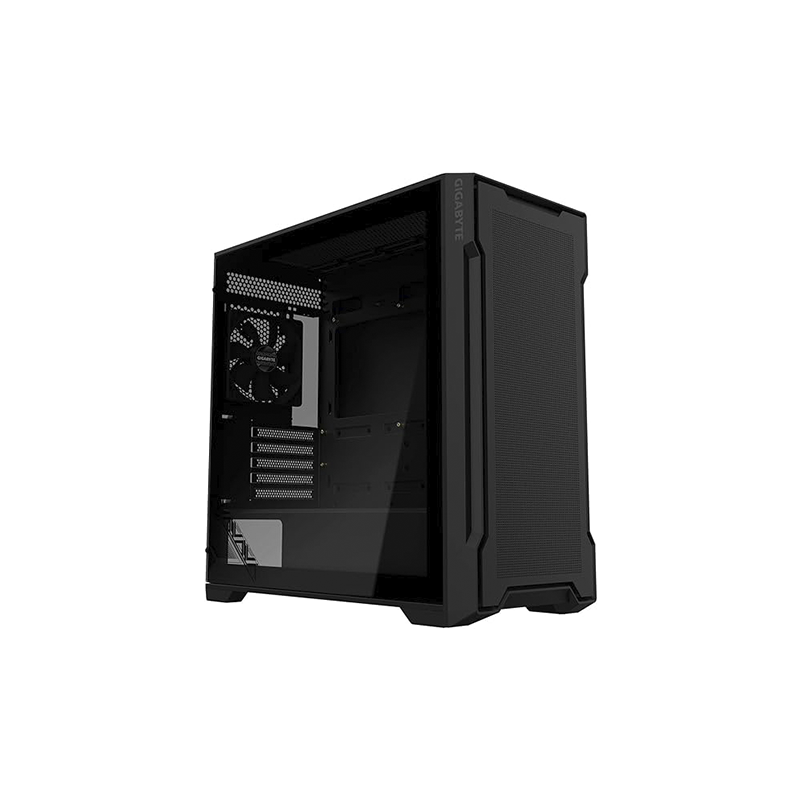Gigabyte GB-C102G Black Mid-Tower PC Cabinet with Tempered Glass Side Panel – ATX/mATX/mITX Support, USB 3.0 Ports