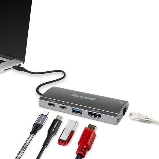 Honeywell New Launch 5-in-1 Type C Docking Station with 4K HDMI Port| 3xUSB 3.0 Port & Type C 3.0 PD 100W| for All Type C Devices- Windows/MacBook| On-The-Go Feature