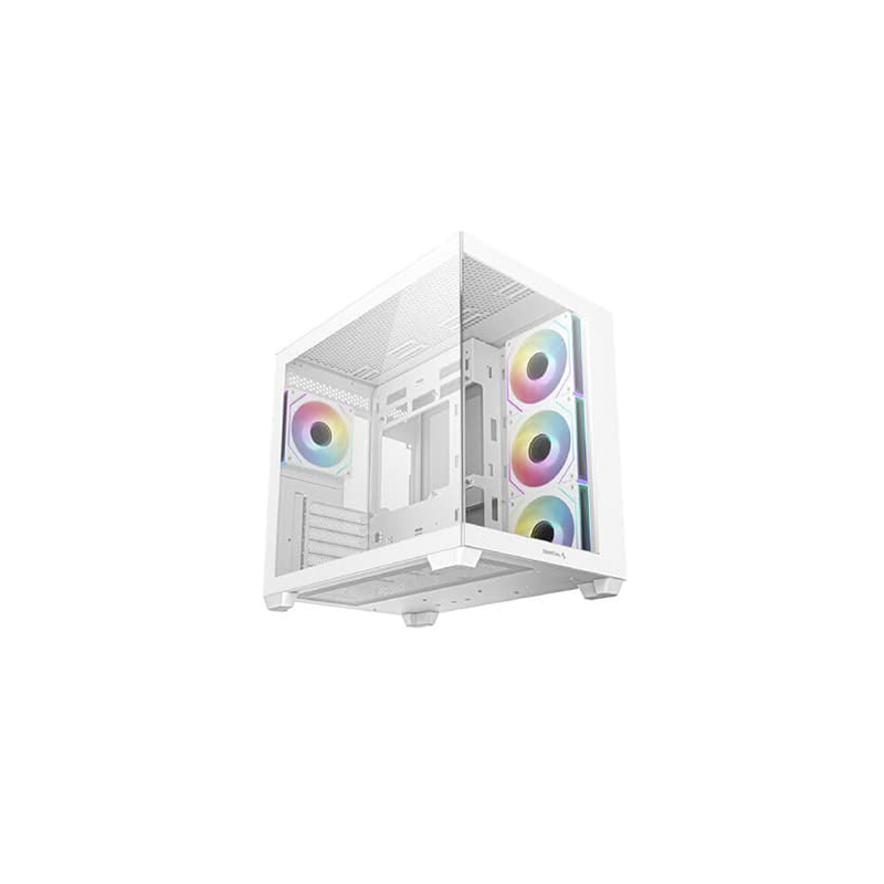 DeepCool CG530 4F White ATX Mid-Tower PC Cabinet with Tempered Glass Panels and 4 ARGB Fans – USB 3.0 & Type-C Ports