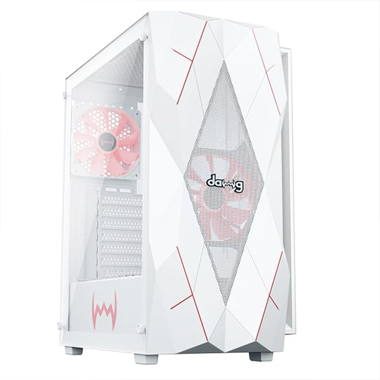 daWg W-V Series 240 Computer Case (White) | Mid Tower PC Cabinet | Micro-ATX & Mini-ITX Compatible | Durable Metal Chassis | Home, Office & Gaming PC Build