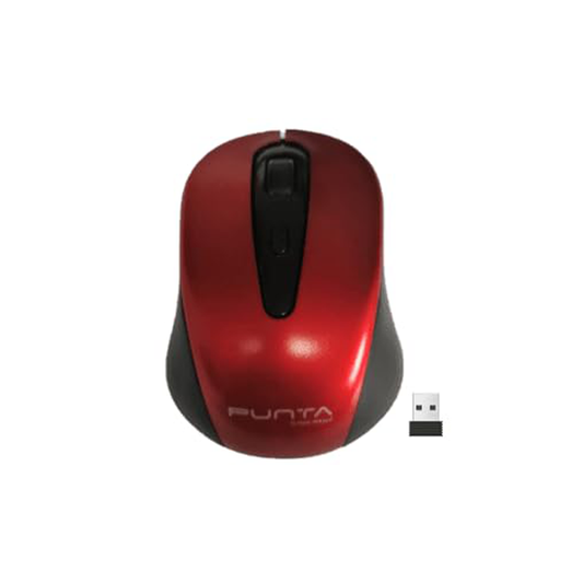 Punta Jerry Red Wireless Mouse | 2.4GHz Wireless | 1200 DPI Optical Sensor | USB Nano Receiver | Ergonomic Design | Red