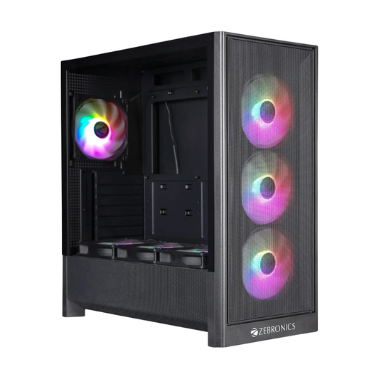 Zebronics ZEB-VALOR 10 ATX Gaming Cabinet Black | Mid Tower PC Case | Tempered Glass Side Panel | High Airflow Design | ATX/Micro-ATX/Mini-ITX Support | USB 3.0
