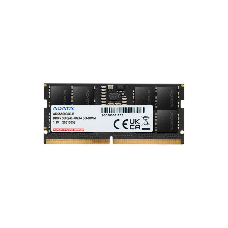 ADATA 8GB DDR5 5600MHz Laptop RAM High Speed SO-DIMM Memory Low Voltage Reliable Upgrade for Gaming Multitasking and Productivity