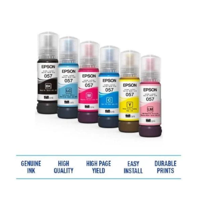 Epson 057 Black Ink Bottle| 65 ml |Genuine High-Yield Pigment Ink for Epson EcoTank Printers| Sharp Text and Long-Lasting Print Quality| Compactable with Epson printers