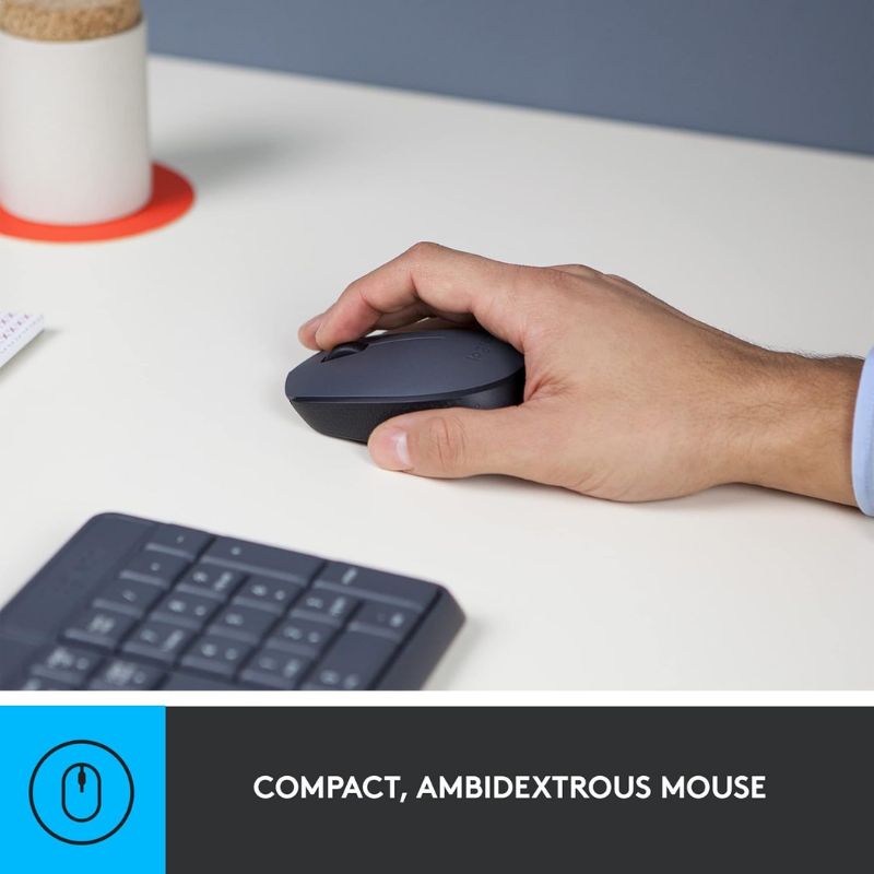 Logitech MK235 Wireless Keyboard and Mouse Combo | Full‑Size Wireless Keyboard & Ambidextrous Optical Mouse | 2.4 GHz USB Nano Receiver | Spill‑Resistant Durable Design with Long Battery Life | Grey Finish