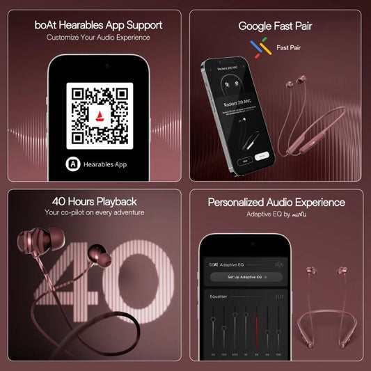 boAt Rockerz 210 ANC wireless neckband| 30dB active noise cancellation and cinematic spatial audio| 40 hours of playback