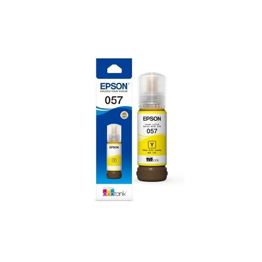 Epson 057 Yellow Ink Bottle| 65 ml |Genuine High-Yield Dye Ink for Epson EcoTank Printers| Bright and Long-Lasting Color Output| Compactable with Epson printers