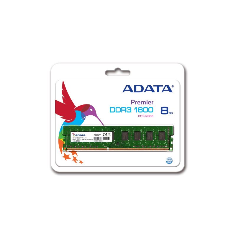ADATA 8GB DDR3 1600MHz Desktop RAM | High-Performance 240-Pin U-DIMM Memory Module | Reliable Upgrade for Faster Multitasking and Smooth PC Performance