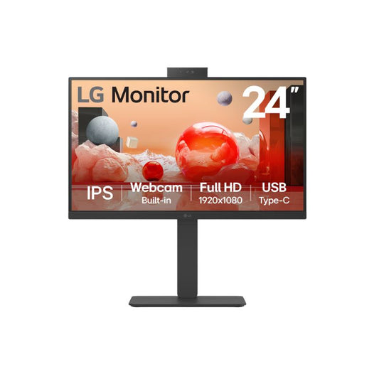 LG 24BA850-B.ATR 23.8” Full HD IPS Monitor | 100Hz | USB Type-C | HDMI | Built-in Webcam & Speakers | Ergonomic Adjustable Business Display