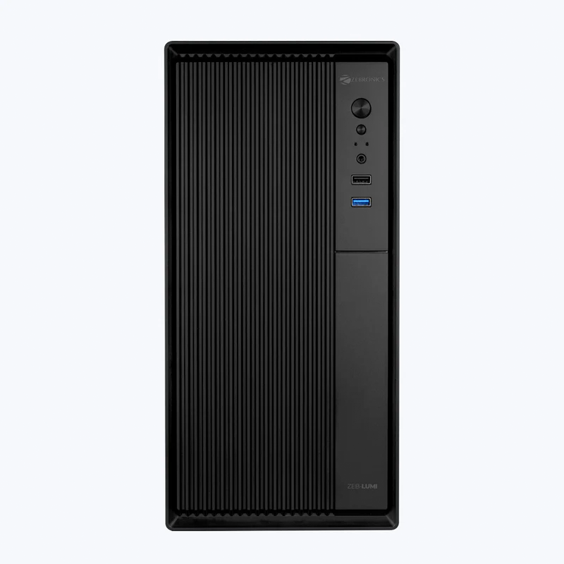 Zebronics Zeb Lumi Black Cabinet | Mid Tower ATX Cabinet | Tempered Glass Side Panel | USB 3.0 | High Airflow | Black