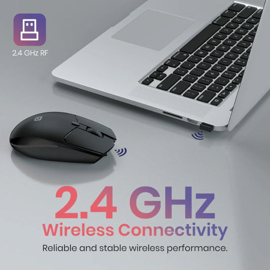 Portronics Toad 36 Wireless Mouse | 2.4 GHz | Rechargeable Type-C | Adjustable 800–1600 DPI | 6-Button Ergonomic Design | Plug & Play