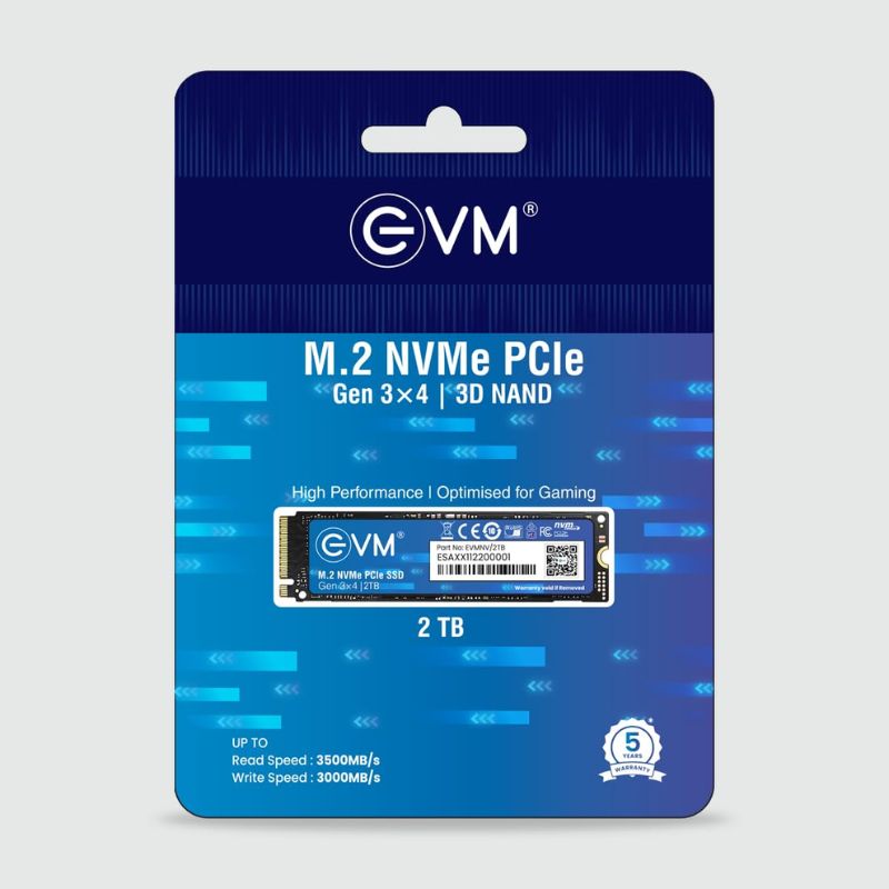 EVM 2TB NVMe PCIe M.2 2280 SSD | Ultra-Fast 3500MB/s Read & 3000MB/s Write| High-Performance 3D NAND Flash| Energy-Efficient| Durable| Shock-Resistant| Broad Compatibility for Laptops & Desktops| Perfect Storage Upgrade