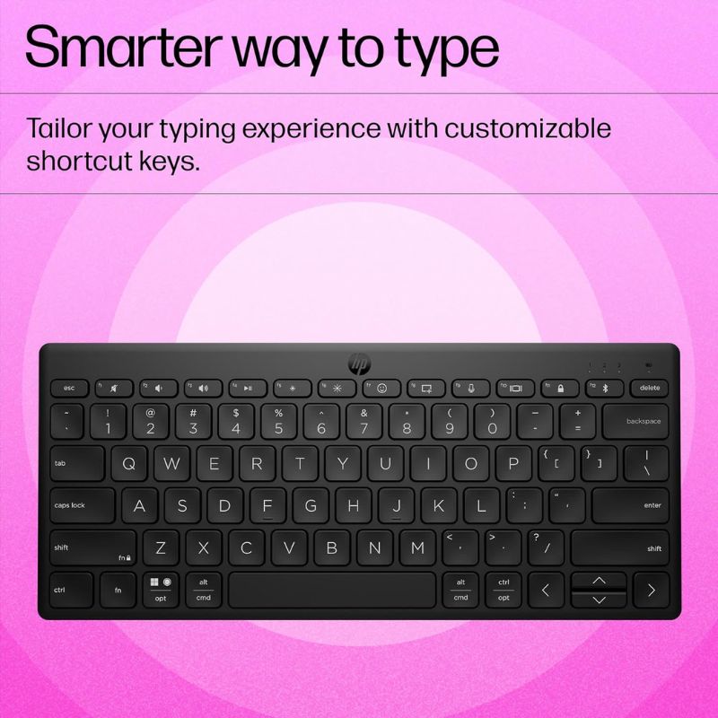 HP 350 Compact Multi‑Device Keyboard | Bluetooth 5.2 | Pair & Switch with 3 Devices | Long Battery Life | Low‑Profile Keys | Windows, macOS & iPad OS Compatible