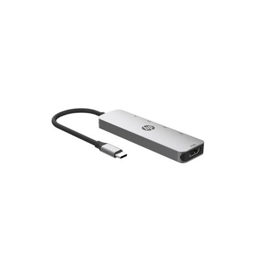HP USB-C 5-in-1 Hub | Multiport Adapter | 4K HDMI Support | USB 3.0 High-Speed Data Transfer | Power Delivery Charging | Compact & Portable Docking Solution