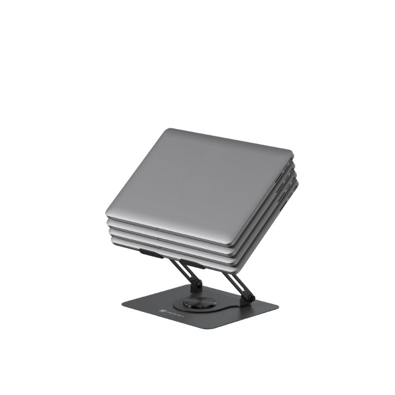 Portronics My Buddy K11 Laptop Stand | Multi-Angle Adjustable | 360° Rotatable Base | Ventilated Board | Anti-Slip Silicone Pads | Supports Laptops Up to 17″ | Carbon-Steel Build | Black