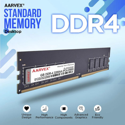 Aarvex 8GB DDR4 3200MHz Desktop RAM | High-Speed UDIMM Memory Module | Reliable Upgrade for Faster Performance & Multitasking