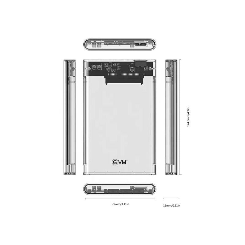 EVM 2.5″ SATA External HDD/SSD Enclosure | USB 3.0/3.1 Casing | Tool-Free Installation & Durable Design
