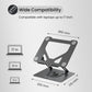 Portronics My Buddy K11 Laptop Stand | Multi-Angle Adjustable | 360° Rotatable Base | Ventilated Board | Anti-Slip Silicone Pads | Supports Laptops Up to 17″ | Carbon-Steel Build | Black