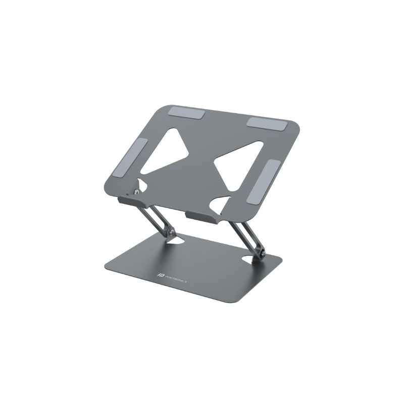 Portronics My Buddy K7 Laptop Stand | Sturdy Carbon-Steel Build | Anti-Slip Silicone Pads | Ventilated Design | Adjustable Height & Angle | Supports Laptops Up to 17″ | Grey