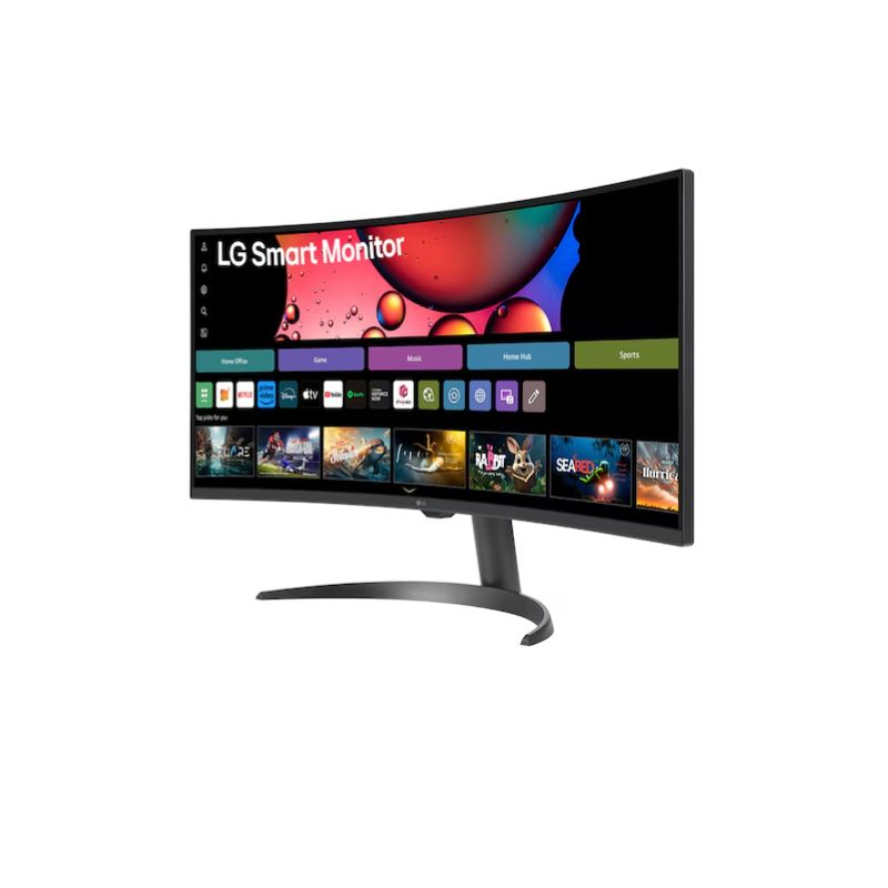 LG 34SR60QC-B.ATR | 34-Inch Curved UltraWide QHD Monitor | 3440×1440 Resolution | 100Hz Refresh Rate | 21:9 Aspect Ratio | Immersive VA Display | Anti-Glare Screen | Productivity & Entertainment Monitor