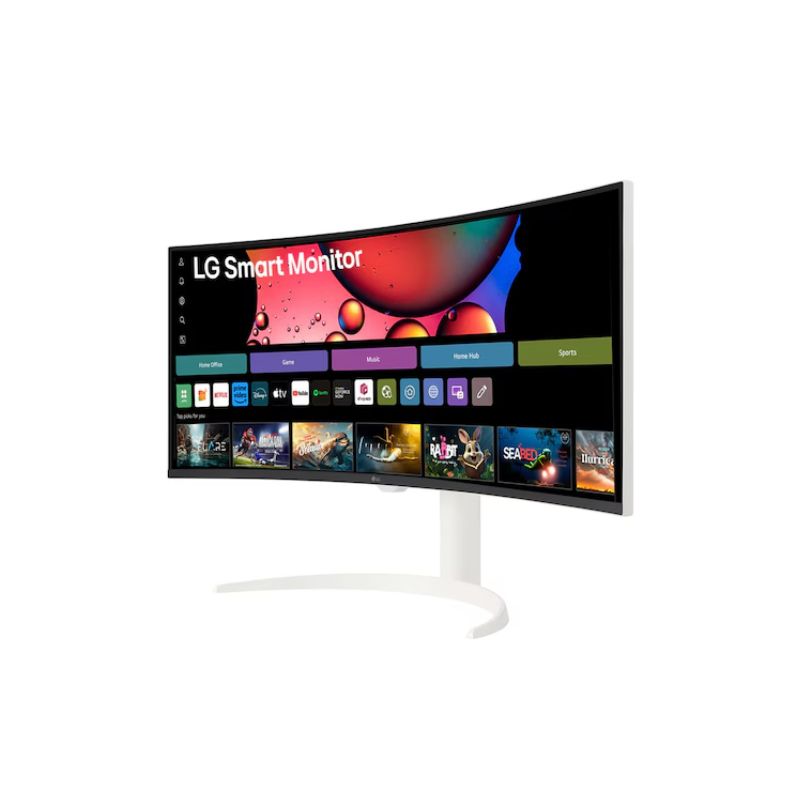 LG 34SR65QC-W.ATR | 34-Inch Curved UltraWide QHD Monitor | 3440×1440 Resolution | 100Hz Refresh Rate | 21:9 Aspect Ratio | Smart webOS Display | HDR10 Support | Anti-Glare Screen | Productivity & Entertainment Monitor