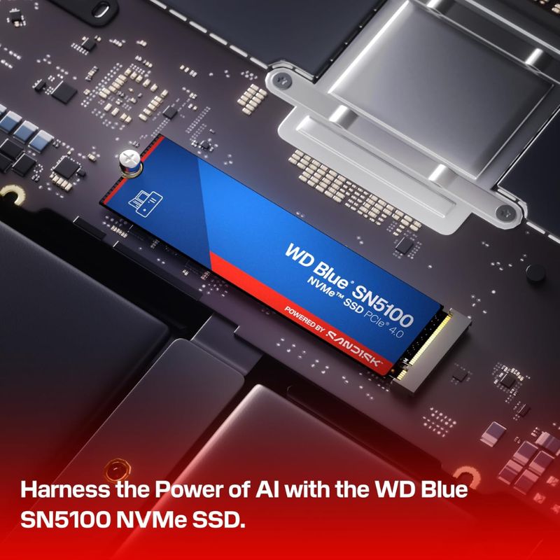 WD SN5100 1TB NVMe PCIe M.2 2280 SSD | Ultra-Fast 7100MB/s Read & 6700MB/s Write| Advanced 3D QLC NAND|Durable|Energy-Efficient| High-Endurance Storage for Gaming| Content Creation & Professional Use