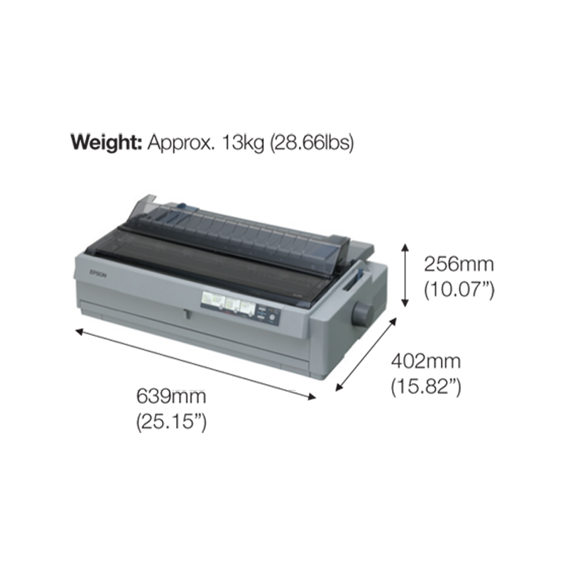 Epson LQ-2190 (International) 24-Pin Wide Carriage Impact Printer – High-Speed Dot Matrix Printing | Heavy Duty Continuous Forms | Multi-Part Invoice Support | USB & Parallel Connectivity