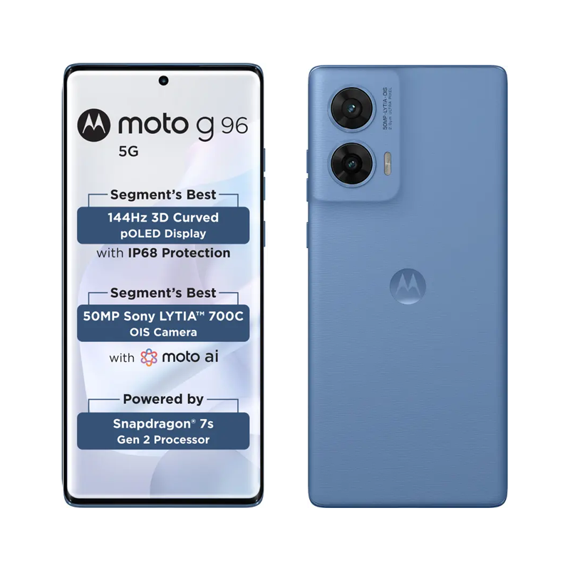 Moto G96 5G AI Smartphone |8GB RAM+ 256GB Storage| Snapdragon 7s Gen 2 Processor | Curved pOLED Display | Dual SIM | 5500 mAh Battery