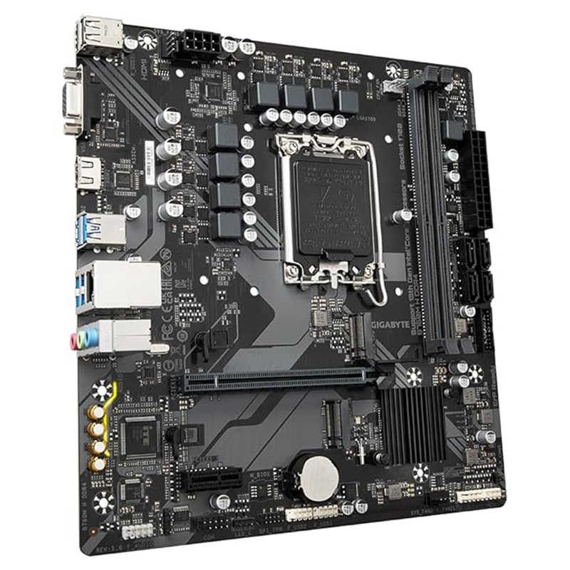Gigabyte B760M H DDR4 Motherboard | Intel LGA1700 | Supports 12th, 13th & 14th Gen Intel Core Processors | DDR4 Up to 64GB | PCIe 4.0 | M.2 NVMe | HDMI | Gigabit LAN | Micro-ATX