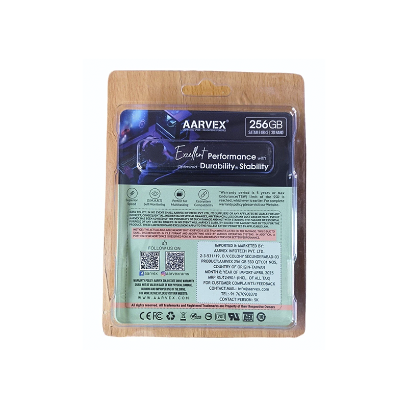 Aarvex AX950 Pro 256GB NVMe M.2 SSD – High-Speed Internal Storage Upgrade for Laptops & Desktops, 3D TLC NAND Flash